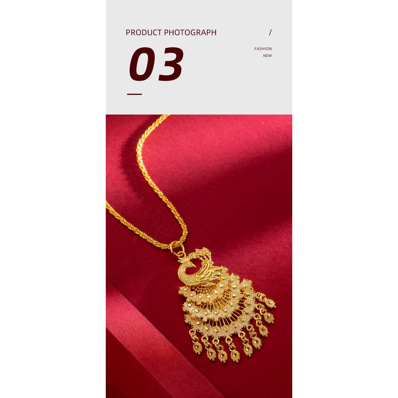 Goldkingdom Fashion Perhiasan 24 K Bangkok Aksesoris Ready Stock Retro Phoenix Liontin Pintar Kecil Bell Kalung Gaya Pernikahan Rantai Hadiah Wanita Mewah Dan Mewah