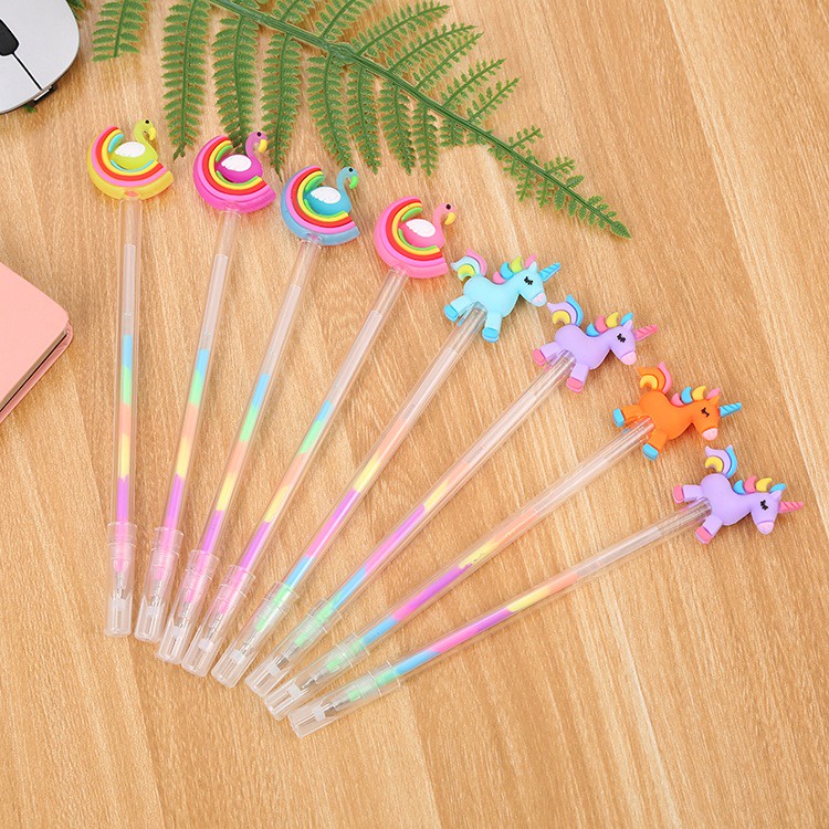 

Gannise 4pcs Pena Pulpen Pen Tinta Warna Warni Unicorn Flamingo GN-ST0316