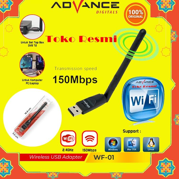 ❇ [Produk Resmi] Advance Usb WiFi Dongle WF-01 Untuk Set Top Box DVB T2 Penangkap Internet Transmiss