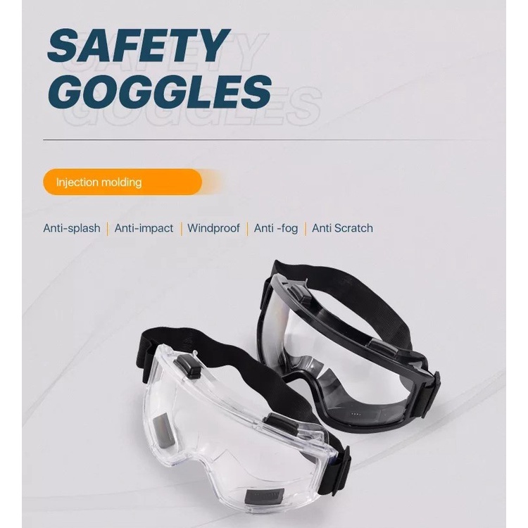 Kacamata Kerja Safety Googles Work Laboratory Eyewar / Kacamata Proyek Bening Safety Glasses Antifog Anti Radiasi Debu Anti Kabut Dan Anti Virus / Kacamata Goggles Mask Kacamata Medis Safety Pelindung Mata Anti Gores Murah / Kacamata Perlindungan Diri