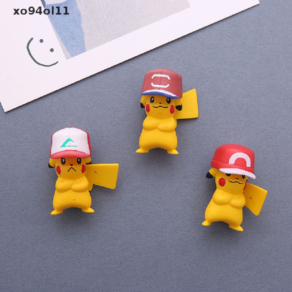 Xo 7PC Anime Pokemon Elf Boneka Figure Pikachu Memakai Abu Ketchum Topi Action Figure Mainan OL