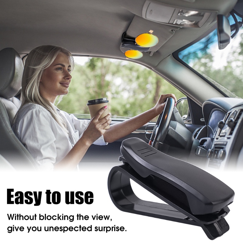 1pc Universal Car Sun Visor Mounted ABS Sunglasses Holder/Klip Kartu Otomotif Hemat Ruang Yang Dapat Dilepas Portabel/Rak Penyimpanan Kacamata Kendaraan