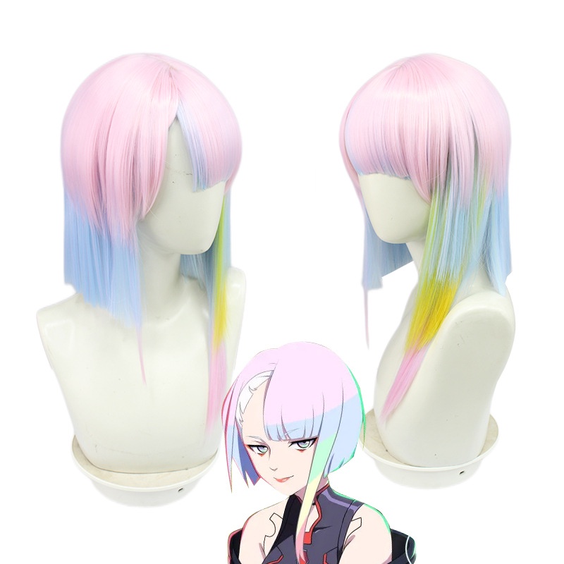 Cyberpunk Edge Walker lucy cos Wig lucy Runner Srikandi cosplay Gradiasi Rambut Pendek