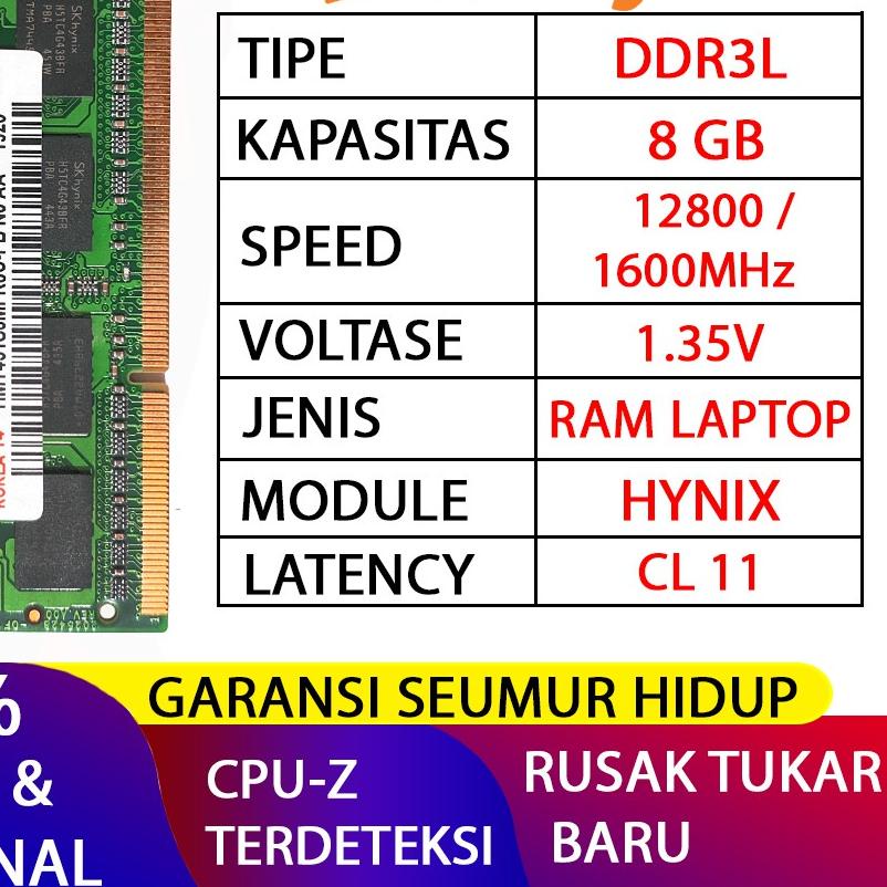 ✤ RAM HYNIX DDR3L 8GB 1600MHZ  ORI RAM LAPTOP DDR3 RAM NB DDR3 ➹