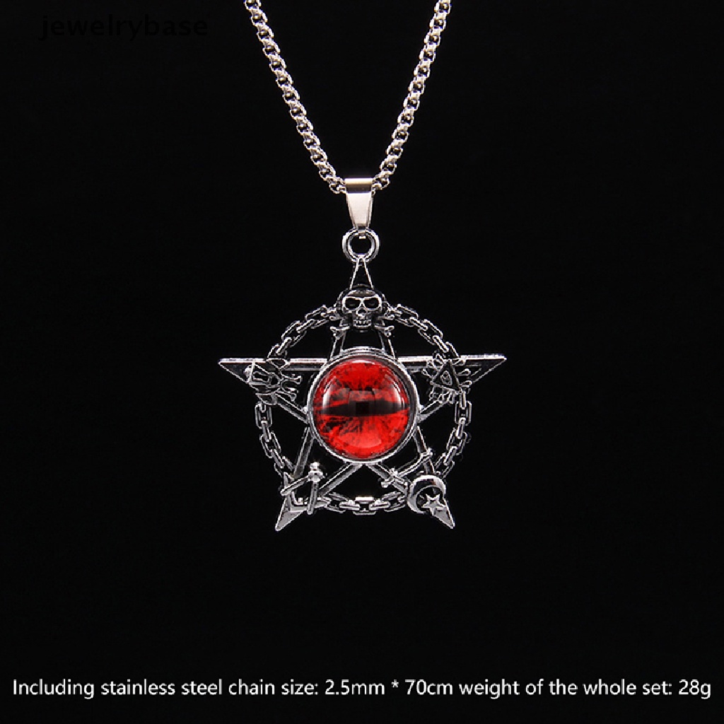 [jewelrybase] Retro Pentacle Devil's Eye Pendant Necklace Trend Hip-Punk Magic Skull Pendant Pria Dan Wanita Kalung Stainless Steel Butik