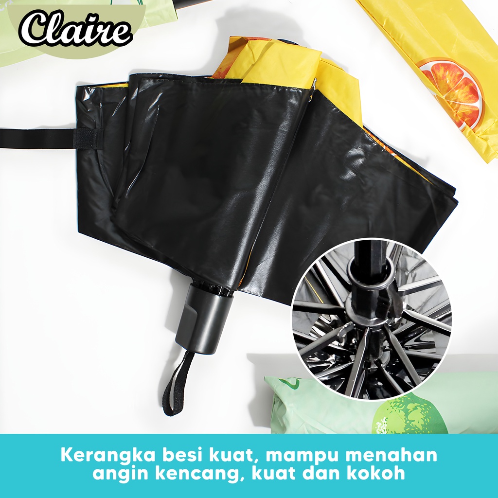 Payung Lipat Motif Buah Semangka Lemon Alpukat Jeruk Peach Anti Sinar UV Protection
