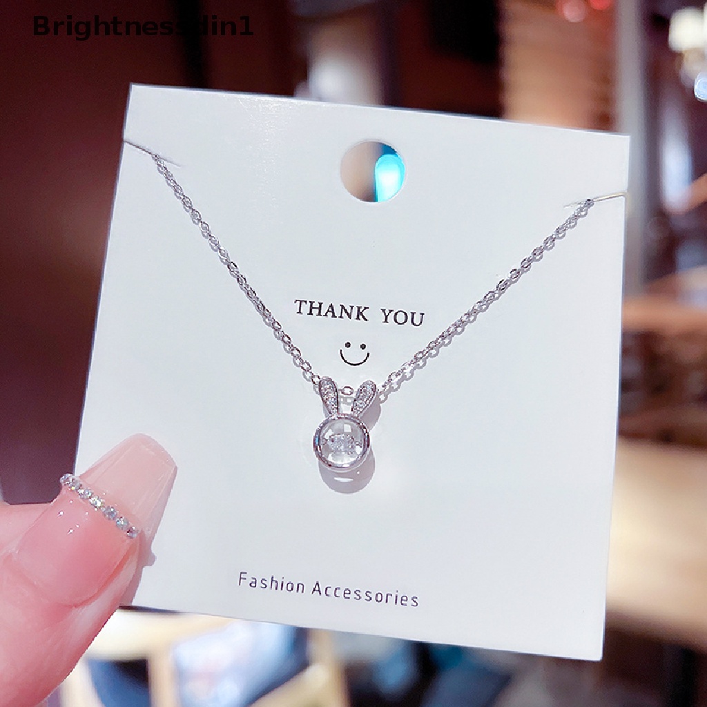 [Brightnessdin1] Baja Titanium Lucu Kelinci Liontin Kalung Untuk Wanita Fashion Kelinci Zirconia Choker Kalung Perempuan Perhiasan Hadiah Niche Serbaguna Net Merah Sederhana Kalung Tempera