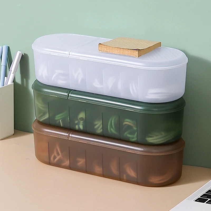 Dustproof Cable Storage Box / Stackable Desk Data Line Charger Organizer / Practical Space-saving Plastic Data Cord Collect Container