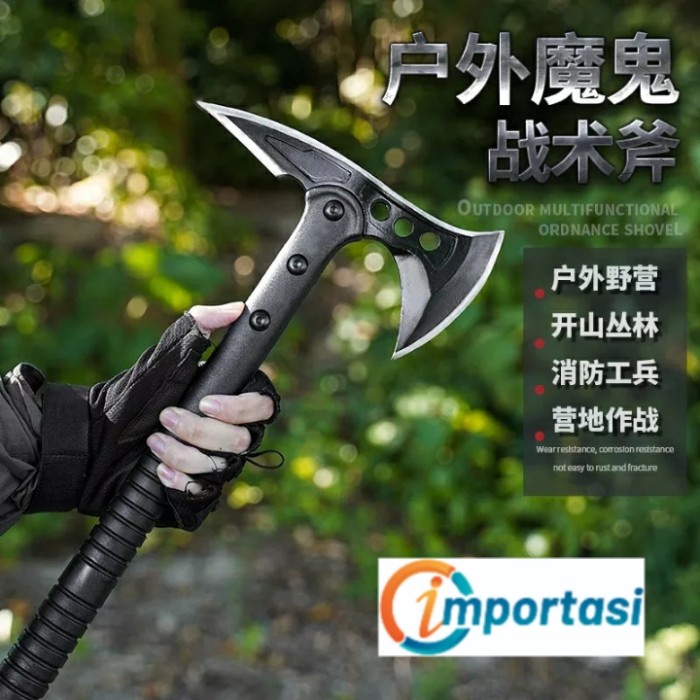 TOMAHAWK TACTICAL AXE KAPAK KAYU CAMPING SURVIVAL TOOL OUTDOOR + CASE