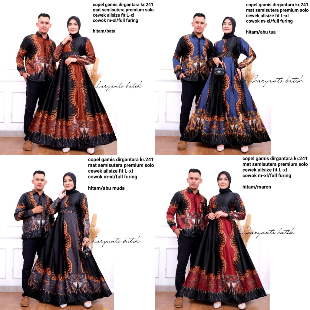 Zola_Batik Batik Couple Gamis Semi Sutra 241 - Sarimbit Gamis Semi Sutra 241