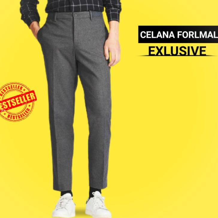 Limited Edition Celana Panjang Bahan Dasar Kain Hitam Kerja Kantor Formal Pria Big Size Slim Fit