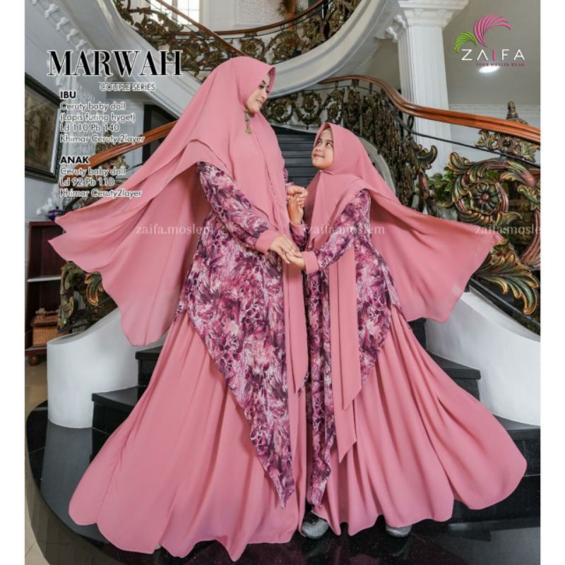 Marwah gamis syari couple ibu dan anak ori zaifa solo