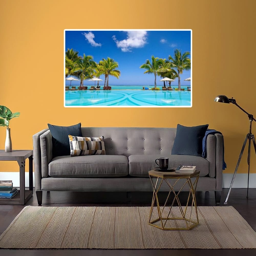 LUKISAN POSTER CETAK GAMBAR PEMANDANGAN PINGIR PANTAI 07 HIASAN DINDING RUANG TAMU ATAU KAMAR 01 TER