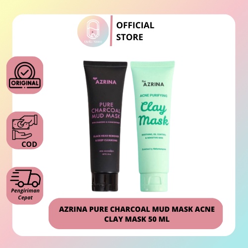 QEILA - AZRINA AZRINABEAUTY PURE ACNE PURIFYING CHARCOAL MUD CLAY MASK CLAYMASK BLACKHEAD CHARCOAL MASKER AZRINA CLAY