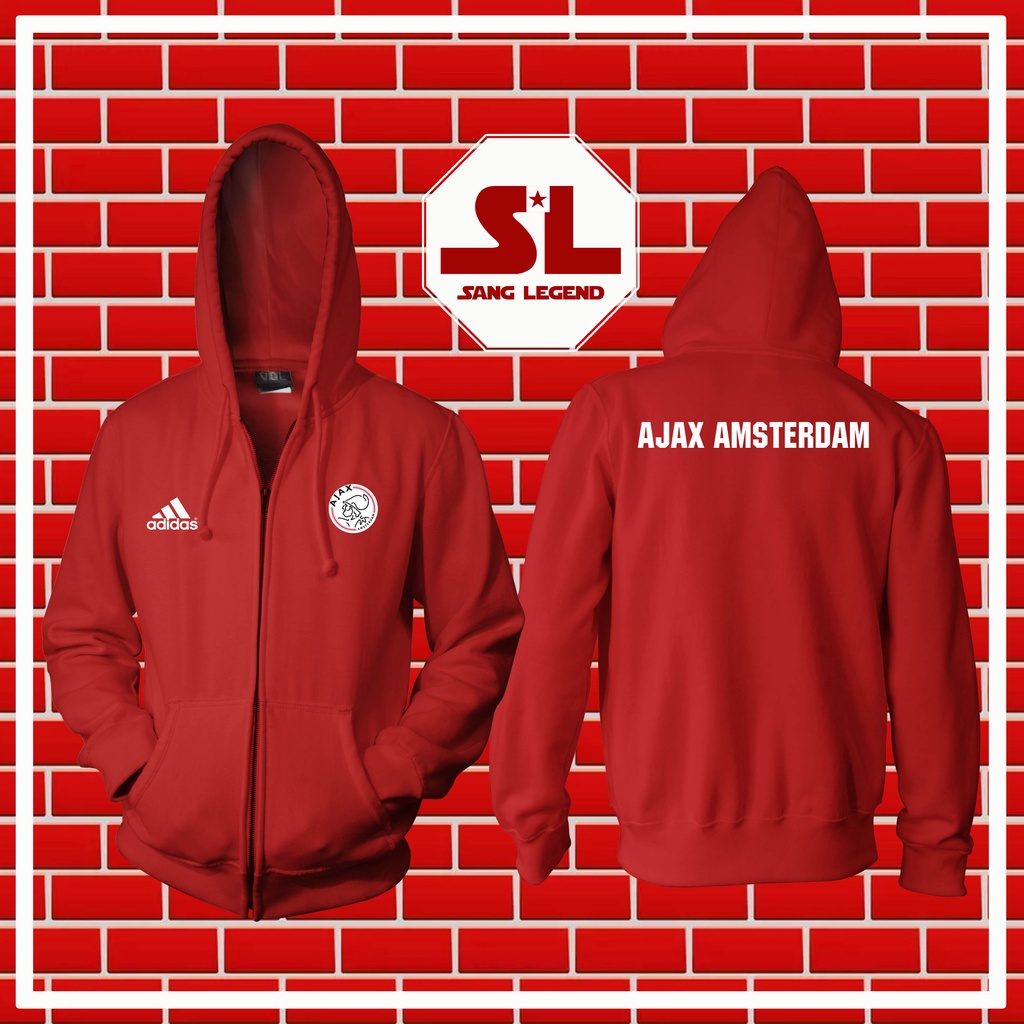 JAKET HOODIE ZIPPER BOLA PRIA AJAX AMSTERDAM