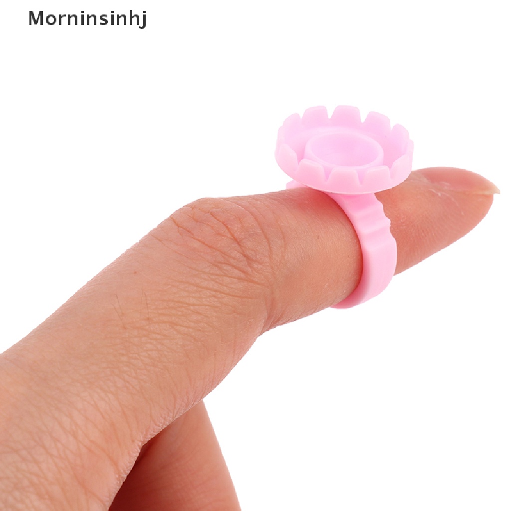 Mornin 100Pcs Disposable Eyelash Extension Rings Lem Lash Fan Cup Finger Holder Fans id