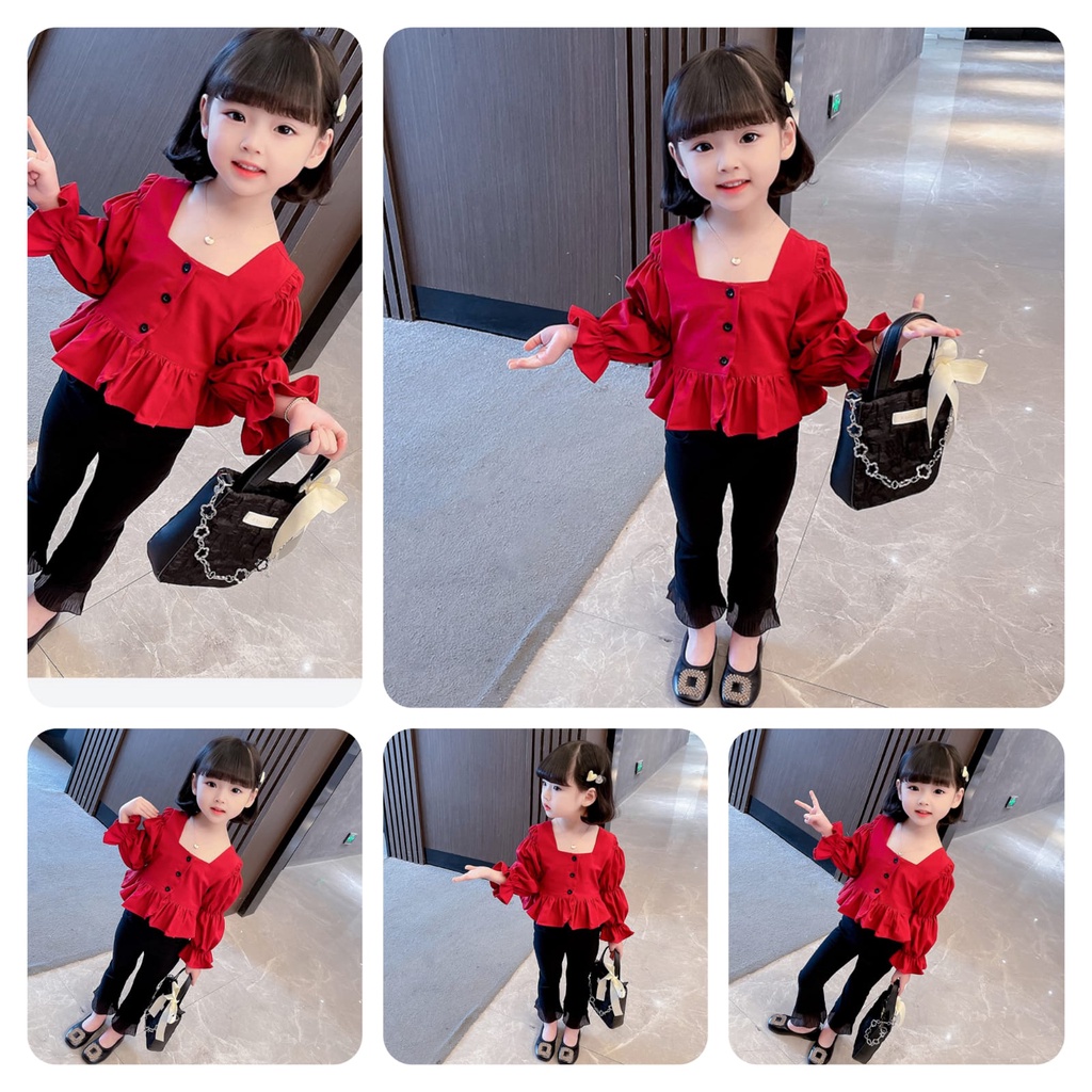 COD 1-7 Tahun Setelan Anak Perempuan Korea style Super Kece (BAJU+CELANA)