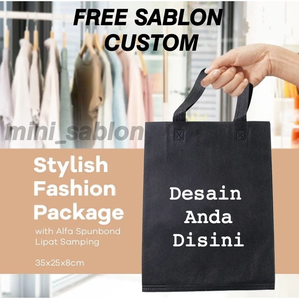 Tas Spunbond Custom Souvenir  Free Sablon Goodie Bag Sembako,Laundry,buku
