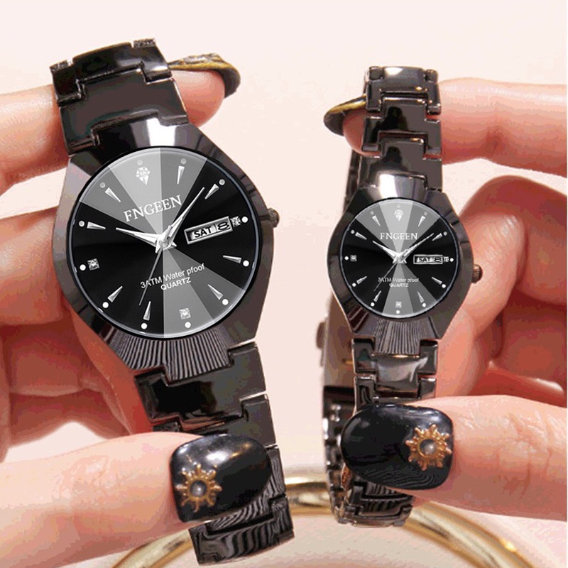 SANGCAKRA COD - Jam Tangan Couple Pria Wanita Strap Rantai Stainless Steel Anti Karat Tahan Air Menyala Di Tempat Gelap Keren Trend Kekinian Tampilan Mewah Dan Elegan JF8