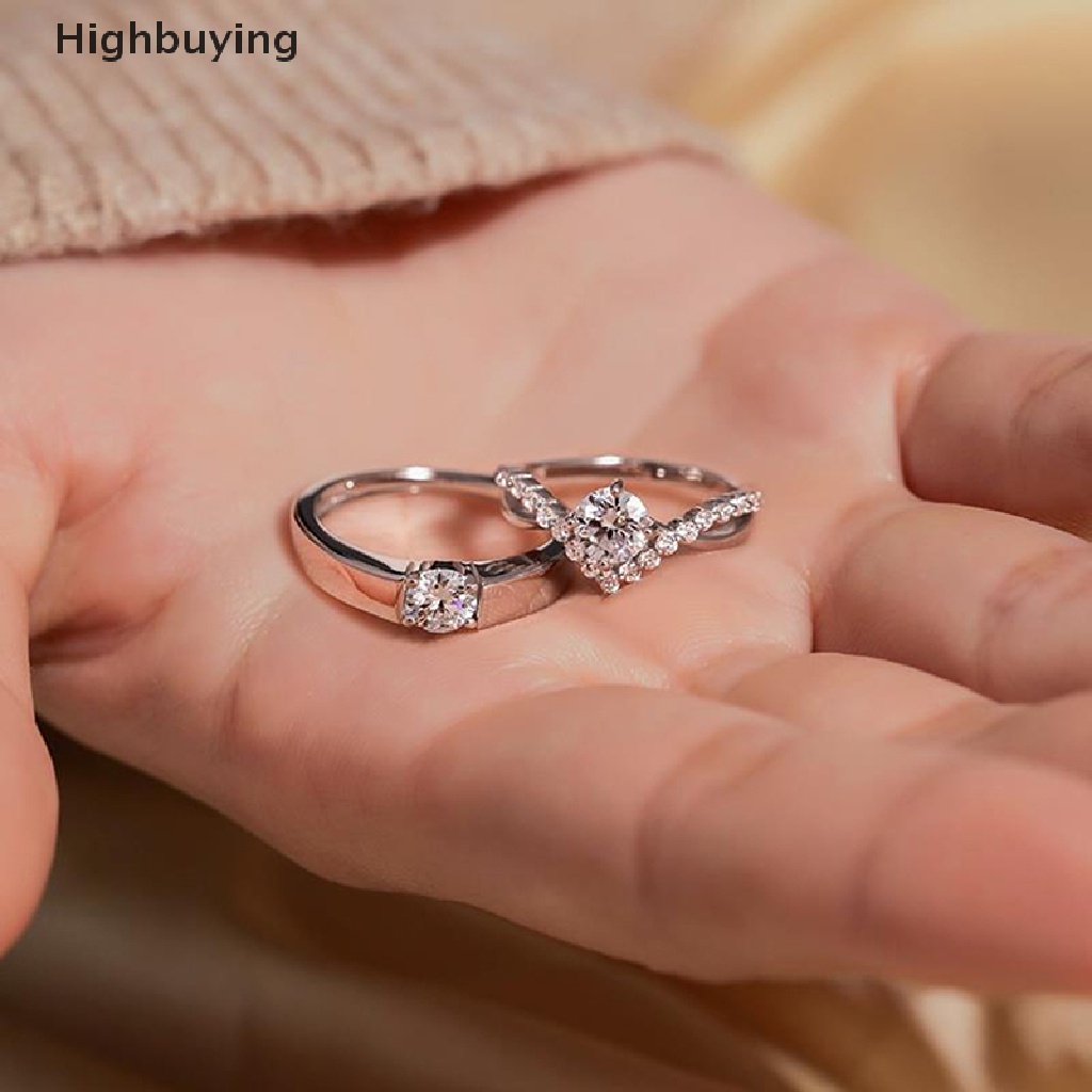 Hbid Fashion Cincin Pasangan Bertatahkan Zirkon Dapat Disesuaikan Untuk Wanita Pria Cincin Kawin Perhiasan Hadiah Glory