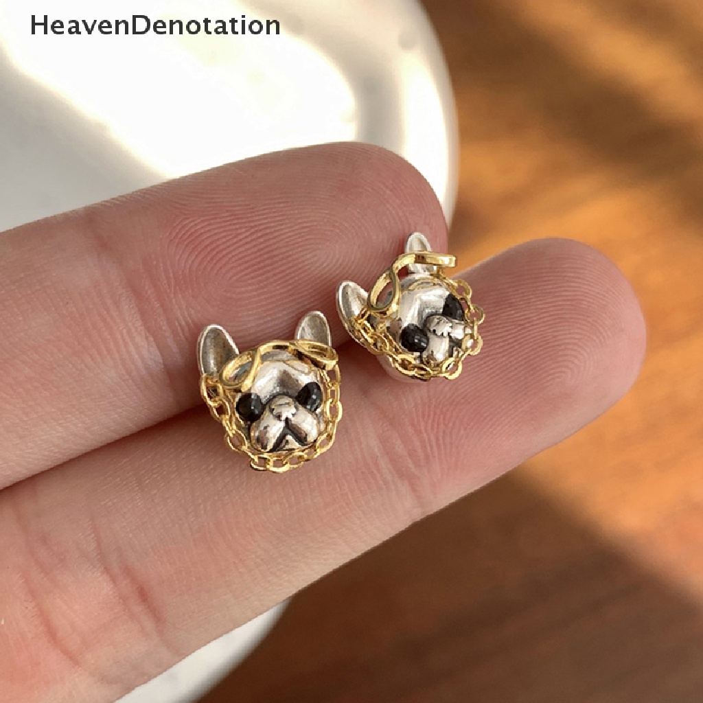 [HeavenDenotation] 1pasang Kreatif Gaya Hip Hop Lucu French Bulldog Stud Earrings Untuk Wanita Gadis Lucu Anting Pesta Perhiasan Hadiah HDV