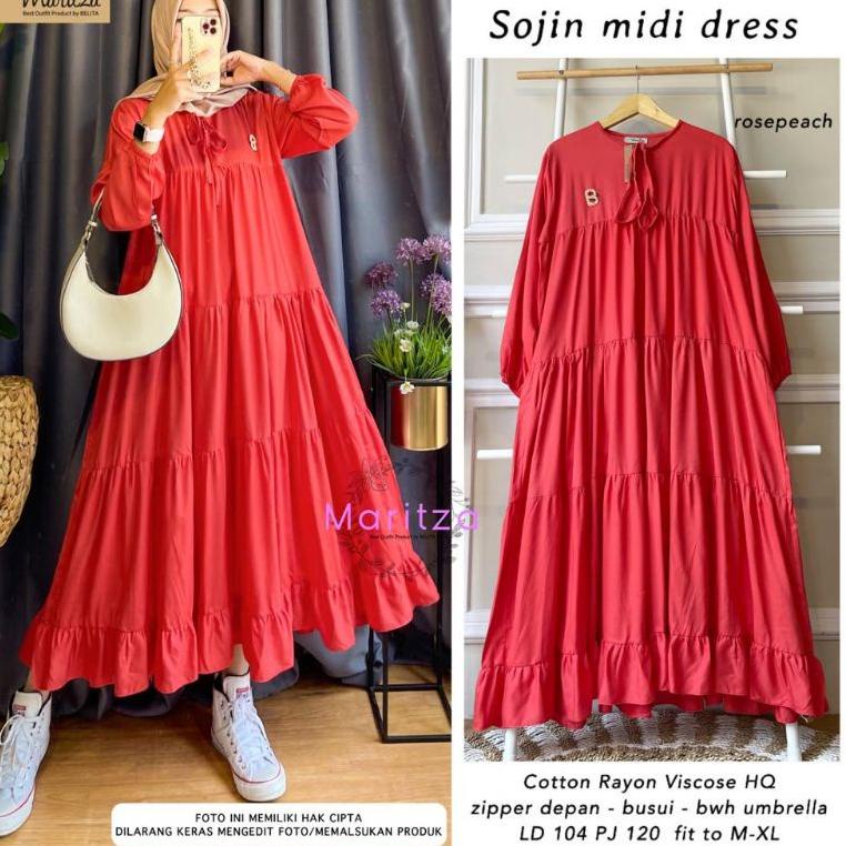 SPECIAL PRICE NEW BEST SELLER PREMIUM OOTD TIKT0K SOJIN MIDI DRESS POLOS RUFFLE POLOS MARITZA TERMUR