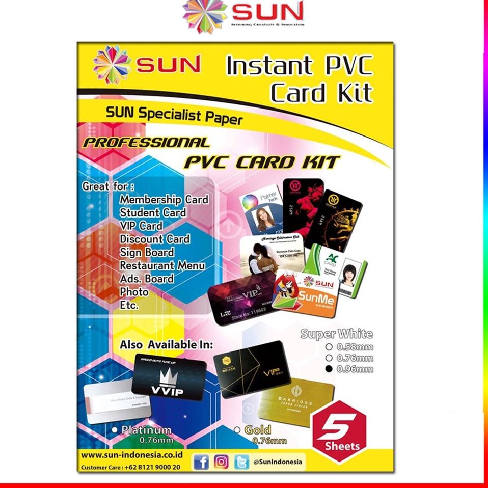 

K34 SUN PVC ID Card A4 Super White 0.76 / 0.96 mm (Isi 5 Lembar = 50 Card) NEW ☀