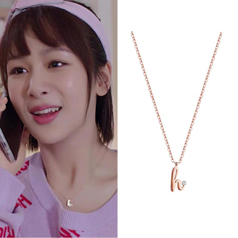 Kalung Rantai Dengan Liontin Huruf H Untuk Wanita | Kalung Rantai Dengan Liontin Hati Untuk Wanita | Aksesoris Bahan Titanium Steel 18K Warna Rose Gold | Perhiasan Bahan Stainless Steel