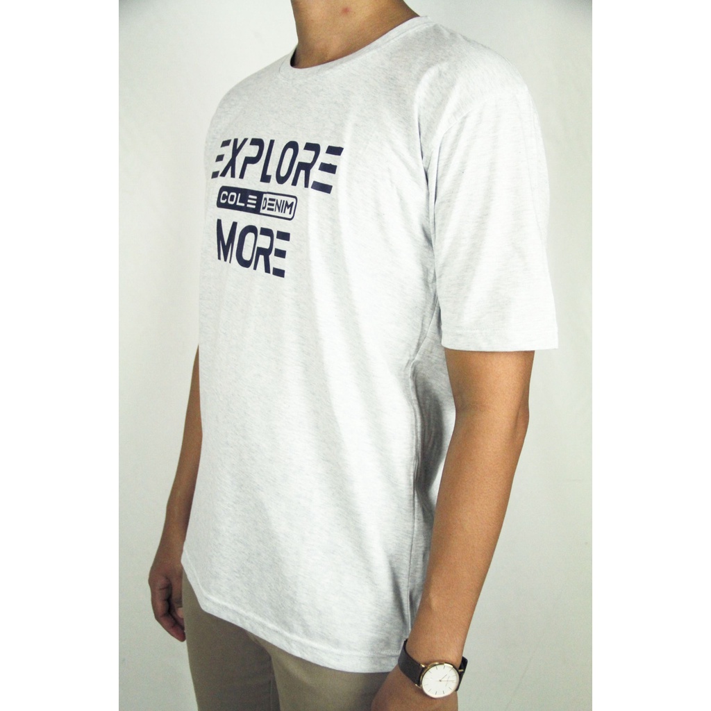 COD | Kaos Oblong Pria Lengan Pendek COLE Regular Fit Putih Cotton Stretch 02