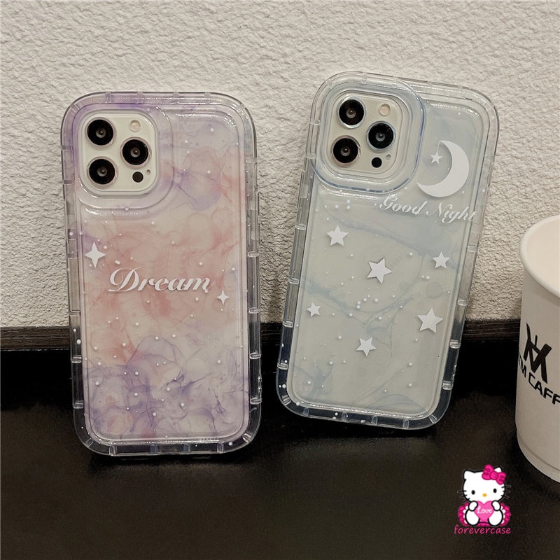 Couple Airbag Case Untuk Realme C25 C21Y C25Y C25s C11 2020 C12 C35 C33 C15 Realme C11 2021 5 6i 5i 5s C20 C20A C3 Fantasi Langit Berbintang Gradasi Bulan Bening Lembut Shockproof Cover