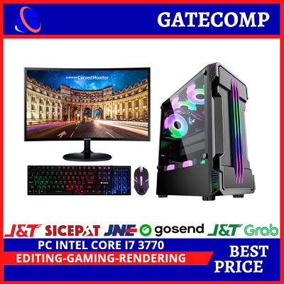 PC Gaming Lengkap Intel Core  i7 3770 ( GTX 1050Ti 4GB DDR5) Gaming  editing &amp; Rendering + LED 24 INCI