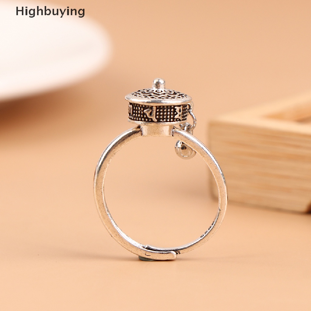 Hbid Buddhist Doa Tibet Roda Cincin Keberuntungan Cakra Cincin Lotus Bunga Cincin Terbuka Adjustable Rotag Rings Hadiah Glory