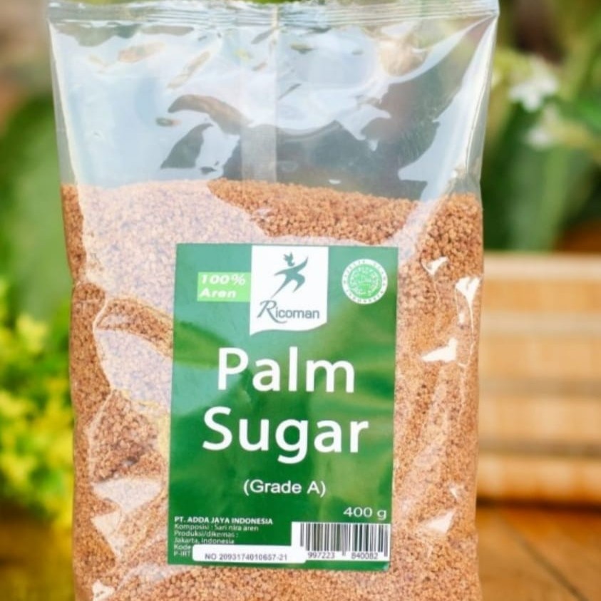 

RICOMAN PALM SUGAR 400GR, BUBUK GULA KELAPA PREMIUM TERBAIK