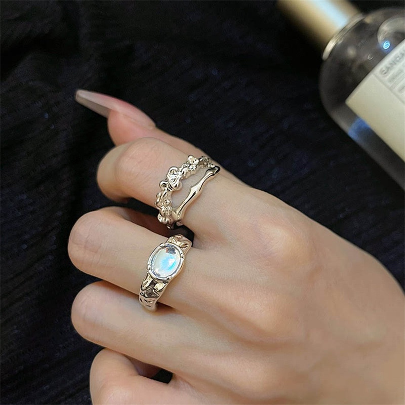 Fashion Moonlit Zircon Open Ring Cincin Jari Telunjuk Desain Khusus