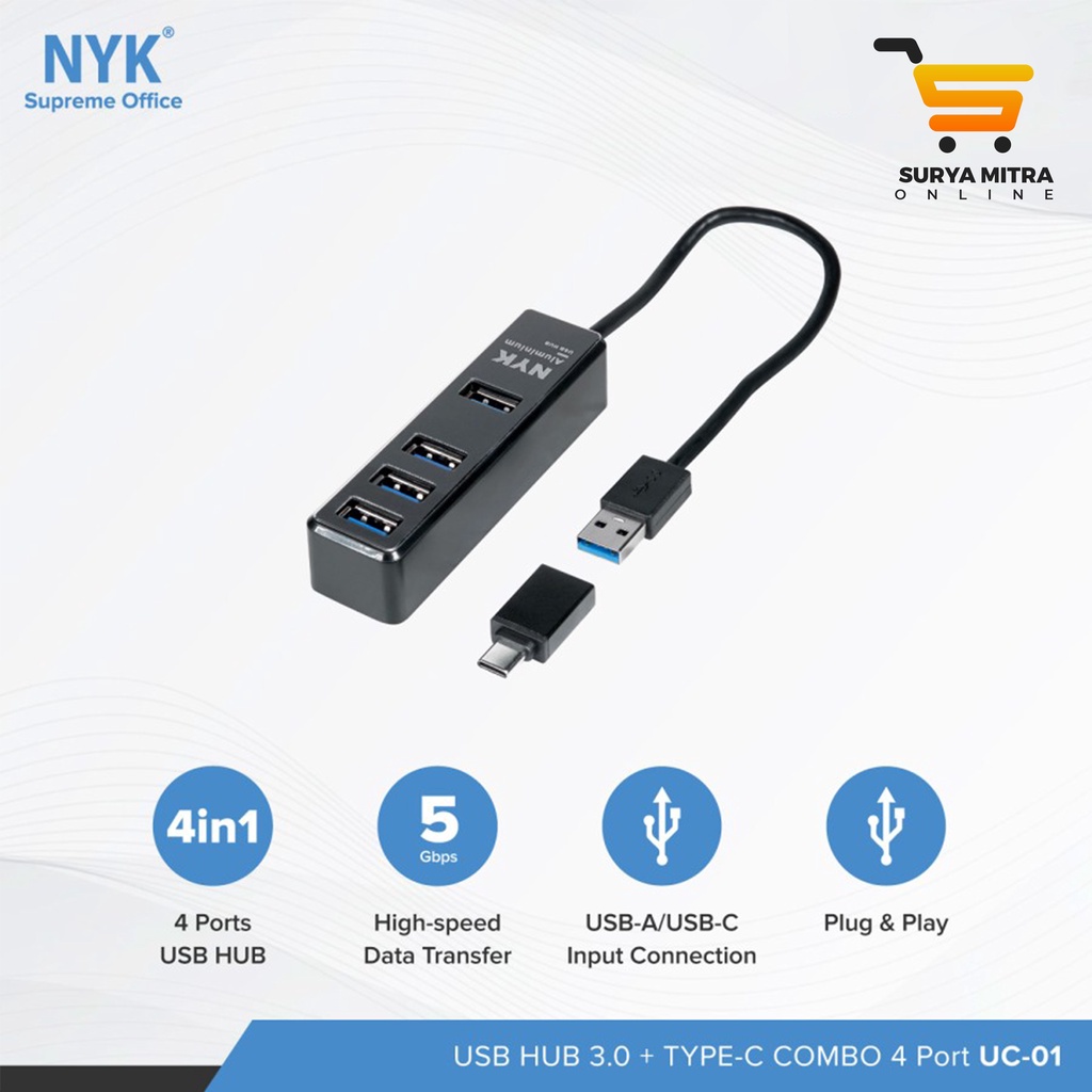 USB HUB 3.0 Type-C Combo 4 Port UC-01 NYK original