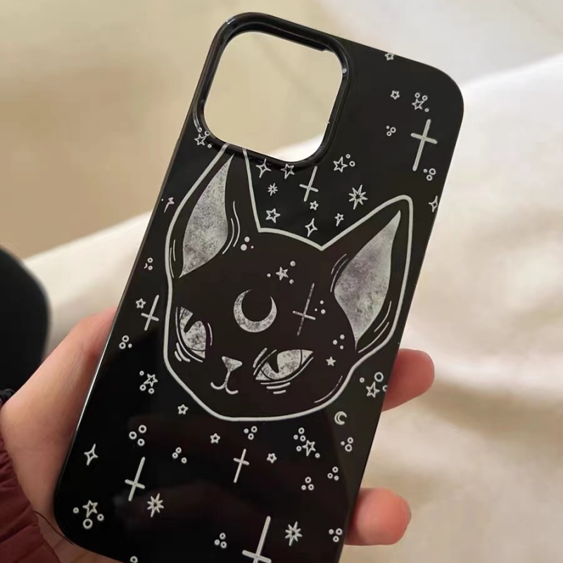 IPHONE Ins Luna Kucing Cocok Untuk Iphone14 14pro 14plus 13 13mini 13pro 13prm iPhone12 7Plus 8Plus Xr XS 13 12mini Pro Max Empat Sudut Casing Ponsel Tahan Guncangan