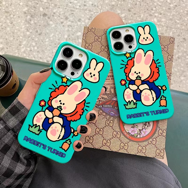 IPHONE Ins Pola Kelinci Cocok Untuk Iphone14 14pro 14plus 13 13mini 13pro 13prm iPhone12 7Plus 8Plus Xr XS 13 12mini Pro Max Empat Sudut Casing Ponsel Tahan Guncangan
