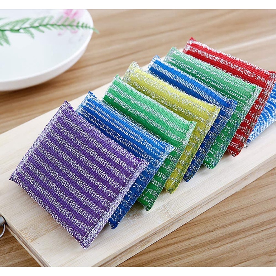 Spons Cuci Piring Metalic Warna Warni/ Sponge Sabut Jaring/Spons Cuci Piring Busa Jaring/ Busa Spons Cuci Piring Warna Warni/Spons Busa Serbaguna Alat Dishwashing Dapur Masak Busa Serbaguna