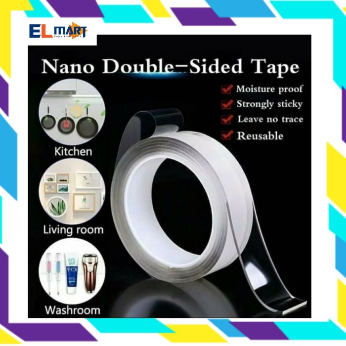 Double Tape Nano Gel Isolasi Lakban Bening Super Lengket Multifungsi