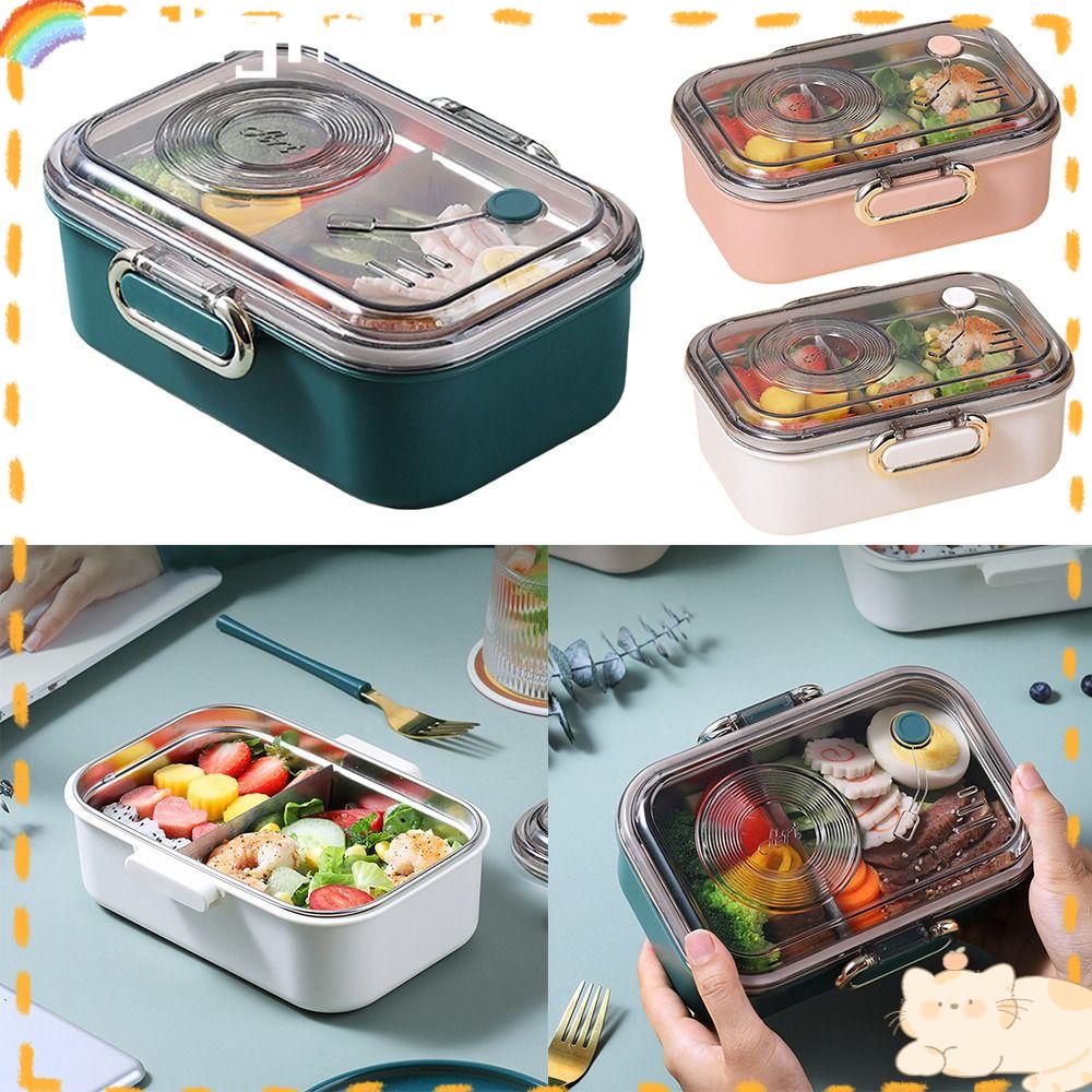 Solighter Lunch Box Microwavable Rectangle Grid Wadah Makanan Anti Bocor