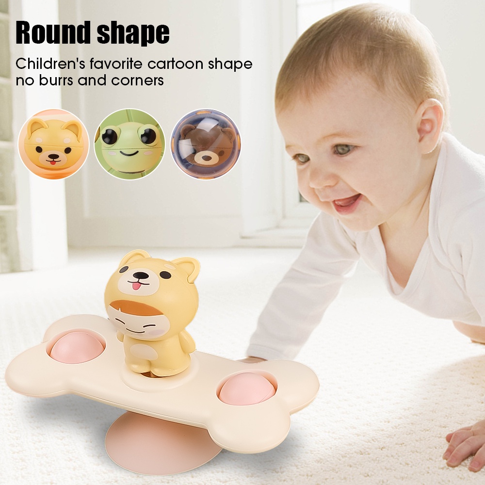 1pcs Mainan Edukasi Belajar Baby Spinner Toy Mainan Mandi Bayi Baby Flying Saucer Sucker Swing Fun Toy Toddler Dog Frog Bear Toys