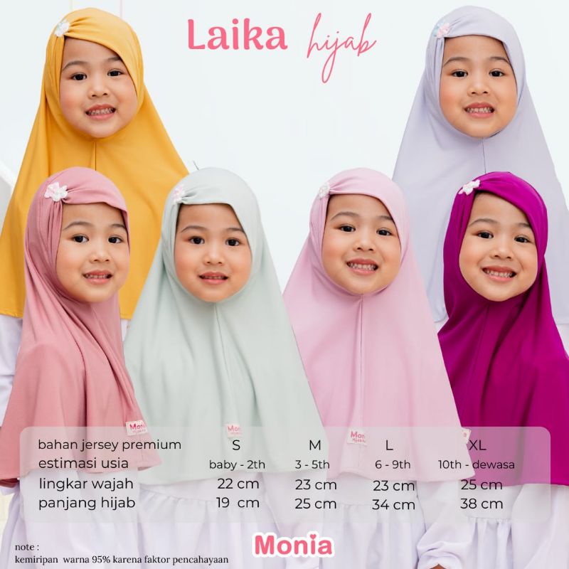 Laika Hijab by Monia Hijab Kids size XL (11th - dewasa ) | Hijab Instant