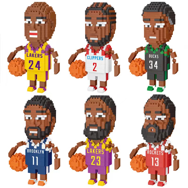 Blok Bangunan Partikel Kecil Basket nba Bintang Lakers Kobe James Harden Curry Compatible Lego Hadiah