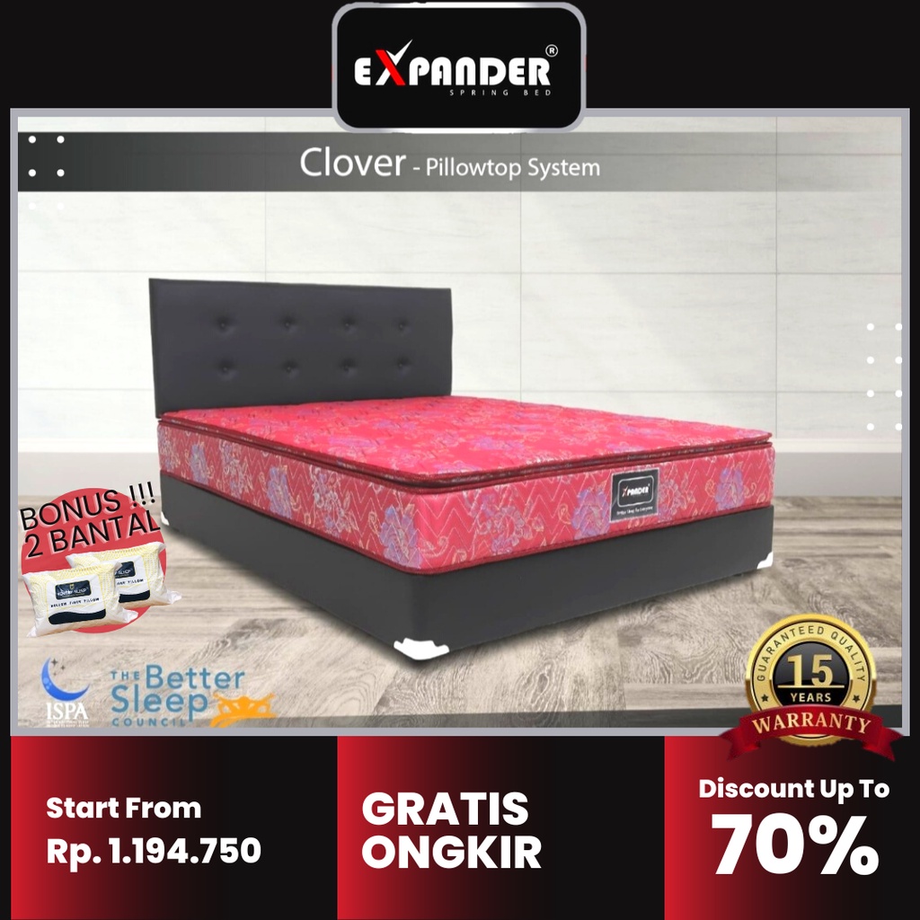 Expander Kasur Springbed Clover Matras Spring Bed PILLOWTOP Mattress - Pabrik Springbed Murah