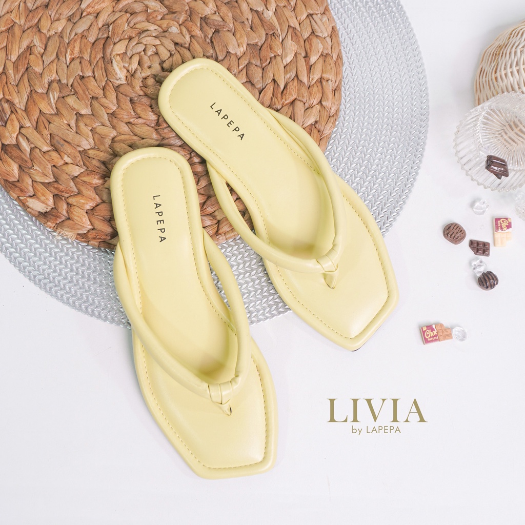 AVLINSTORE - tipe LIVIA Sandal Wanita Jepit Flat Cewek Teplek Kekinian Empuk