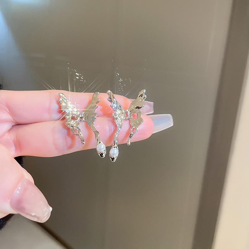 Mutiara Anting Kupu-Kupu Aksesoris Pasang Cahaya Mewah Indah Fashion