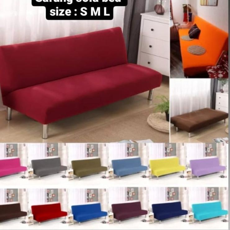 ➯ cover sofa bed / sarung sofa bed / penutup sofa bed elastis polos ✦