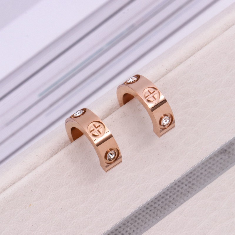 Anting Hoop Bentuk C Bahan Stainless Steel Aksen Berlian Zirkon Warna-Warni Hypoallergenic