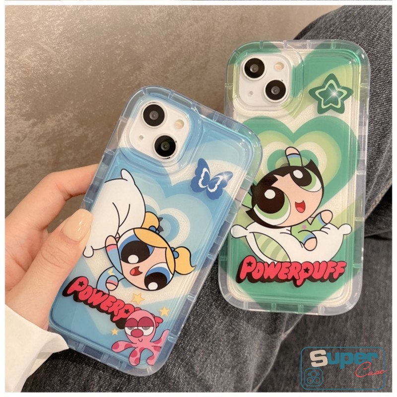 Kartun Shockproof Airbag Case Untuk Redmi 12C A1 9T 10C 9 9C NFC 9A 10A 10 Note10 11s 10s 11 9 Note 10s 8 9 10 11 POCO F4 The Powerpuff Girls Gradient Love Heart Soft TPU Cover