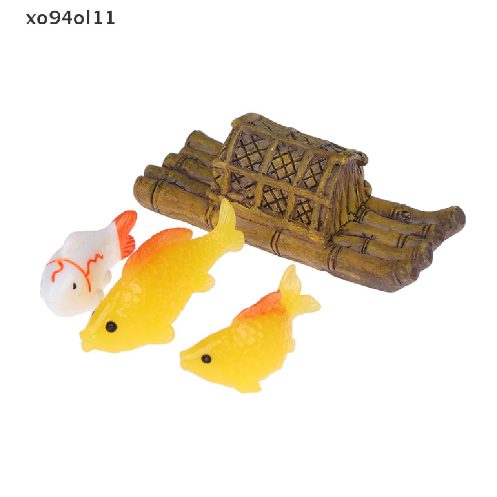 Xo Miniatur set Aquarium Ikan Dekorasi/Terrarium diy Daun Teratai Goldfis OL